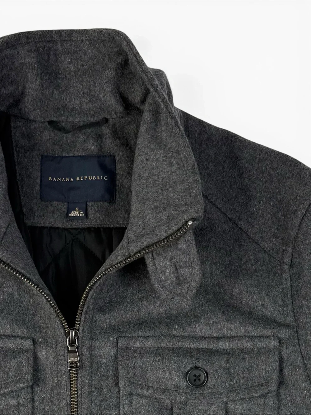Banana Republic Heritage Wool Moto Field Jacket Gray Quilted Men’s Small